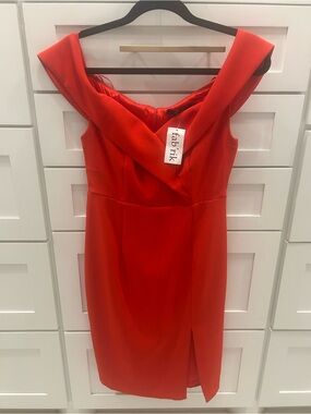 fab'rik Vibrant Red One-Shoulder Sheath Dress